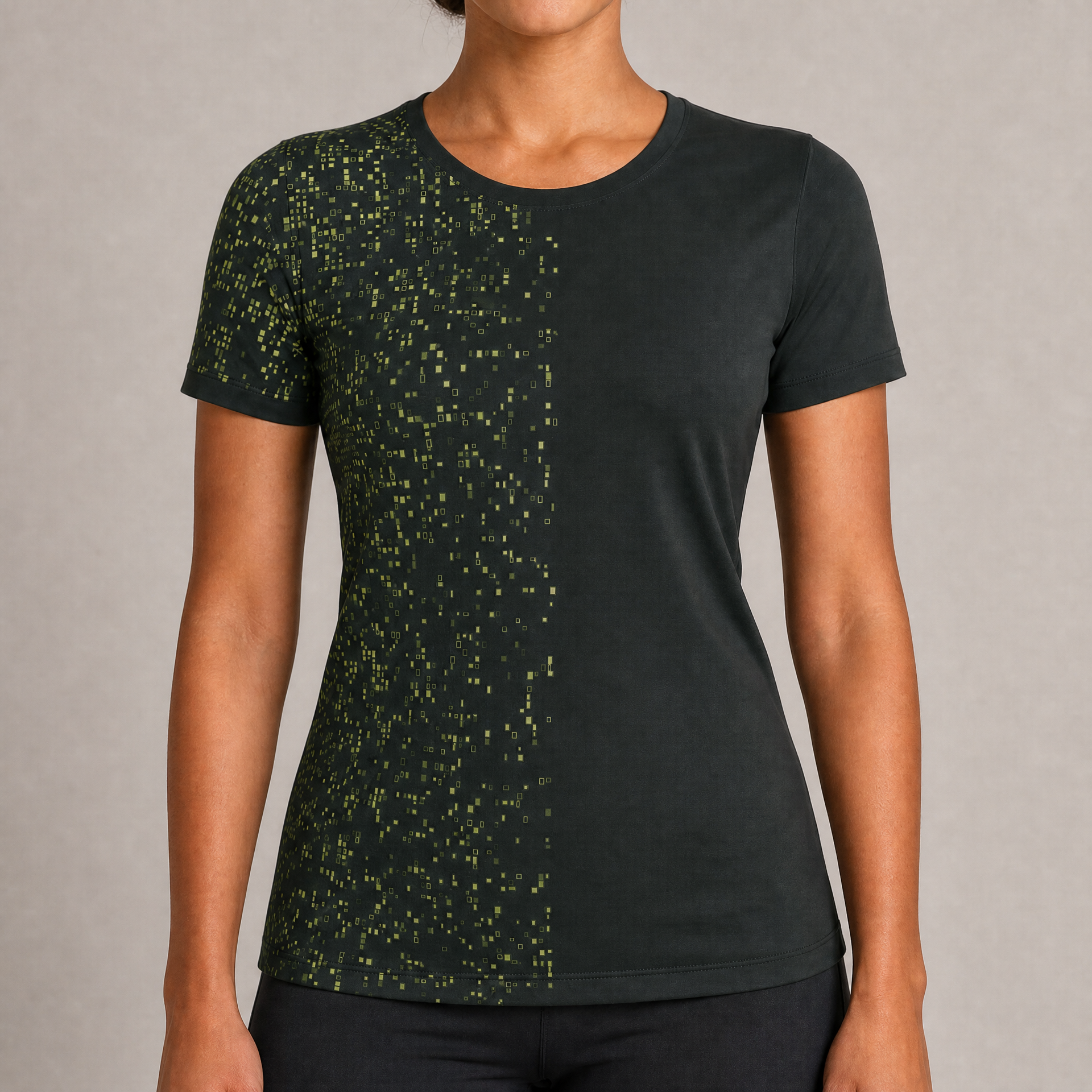 KROWN Damen Kurzarmshirt | Oliv Raster — Winter 2027