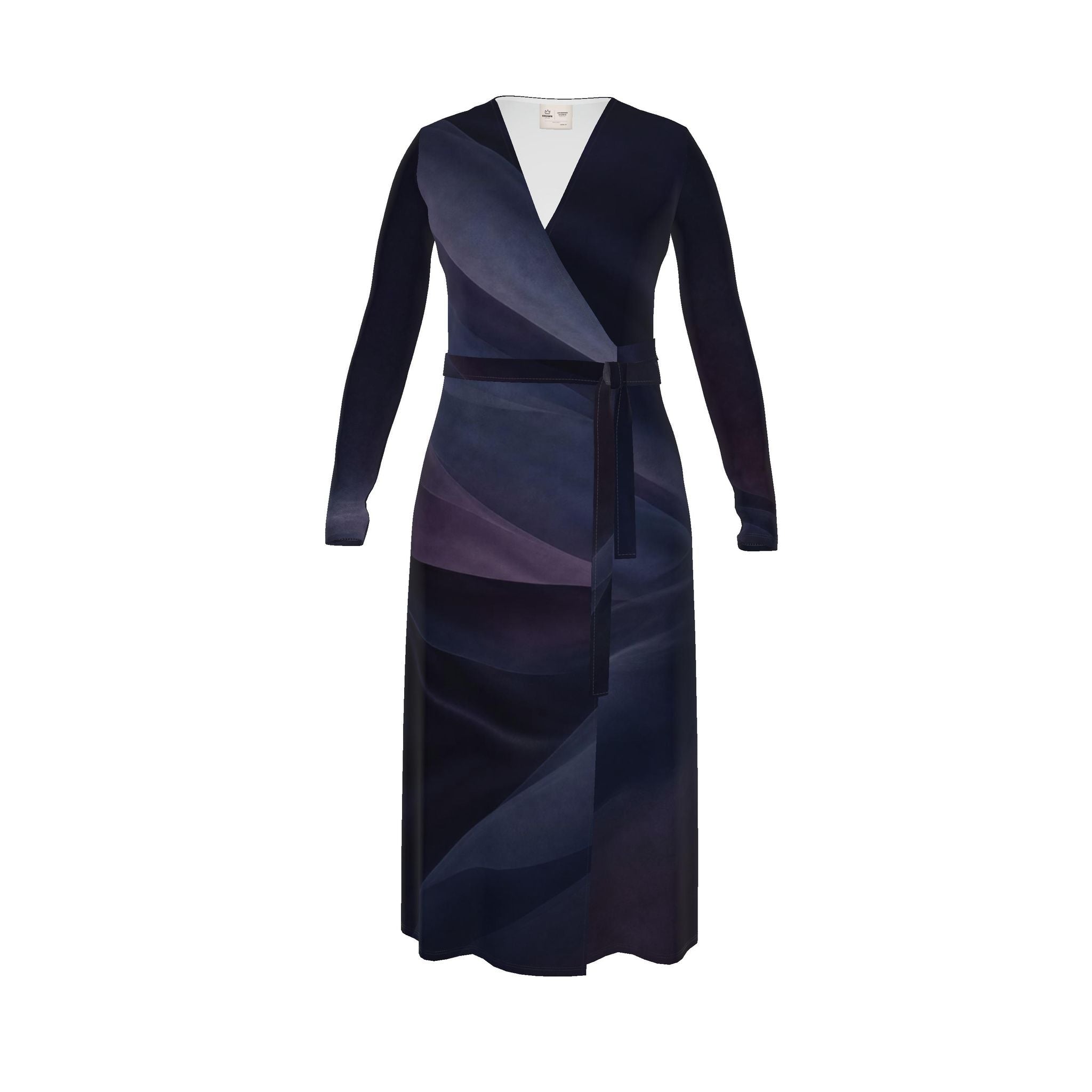 KROWN Wrap Dress | Gradient Wave — Midnight