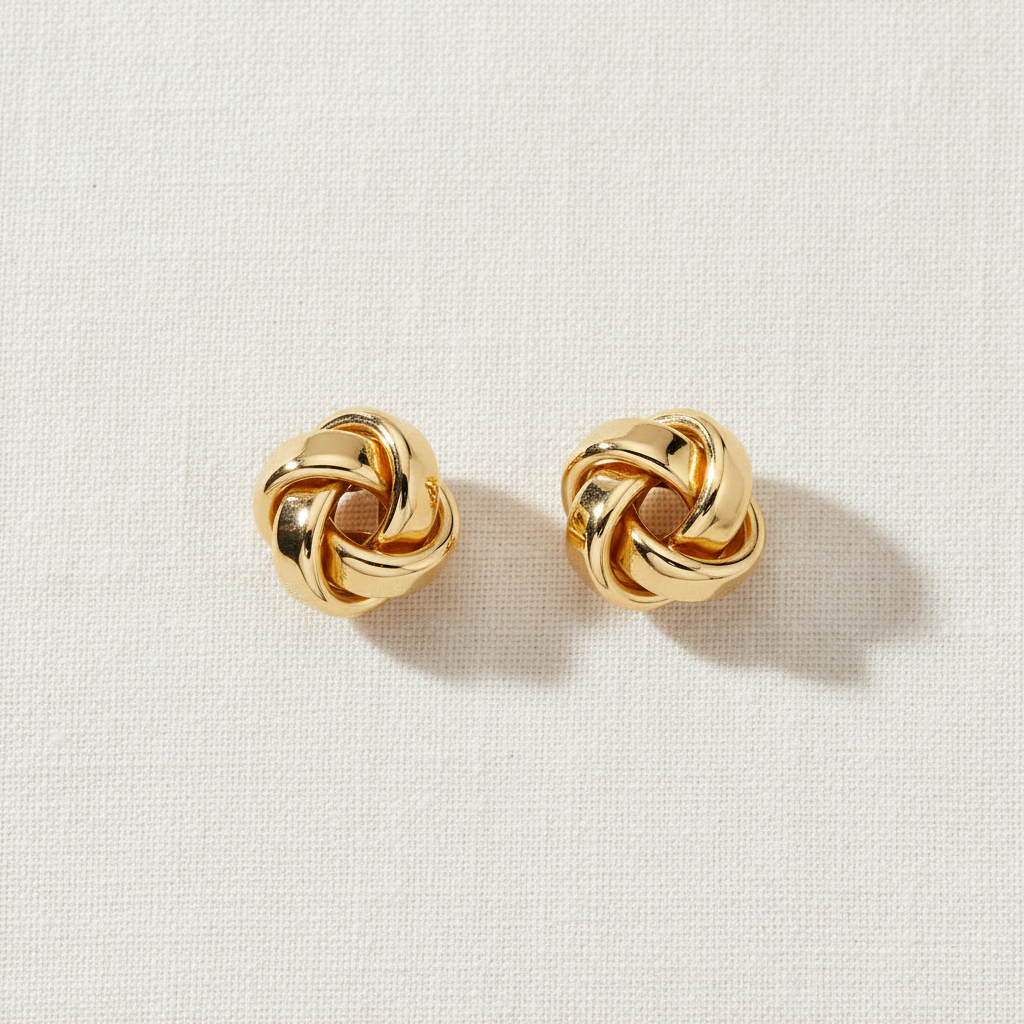 The Fold | Gold Knot Stud Earrings