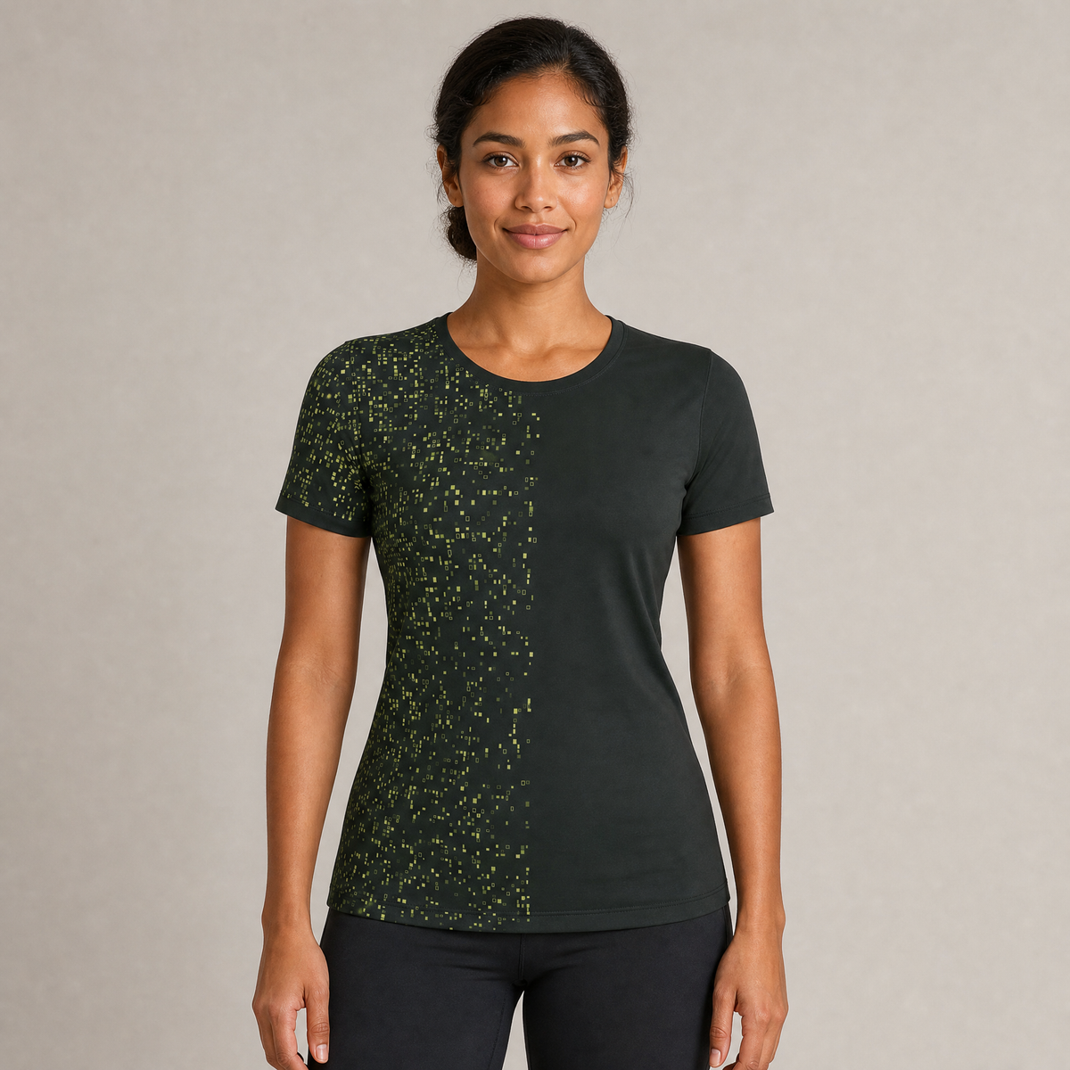 KROWN Damen Kurzarmshirt | Oliv Raster — Winter 2027
