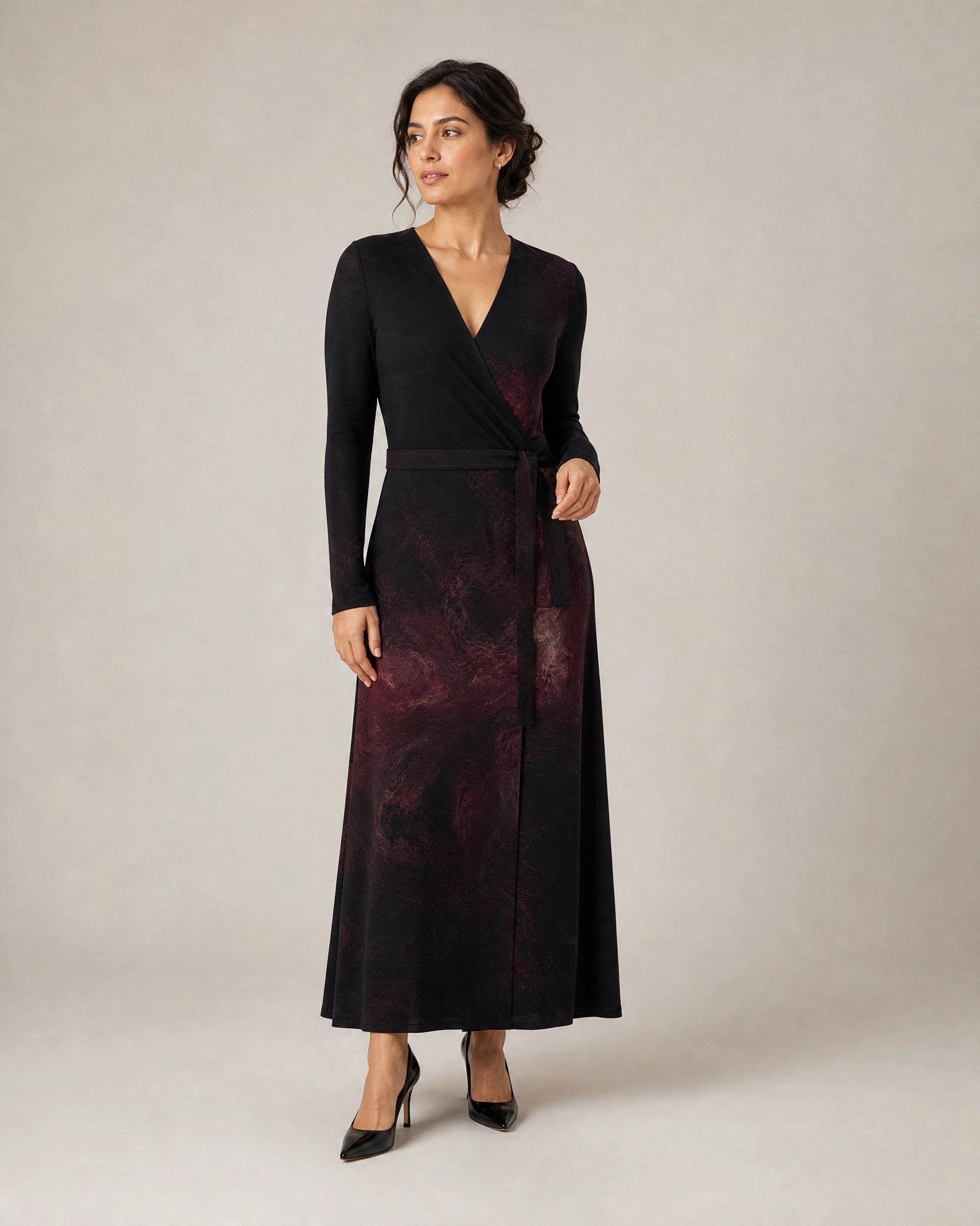 KROWN Wrap Dress | Crimson Nebula — Long