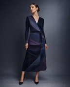 KROWN Wrap Dress | Gradient Wave — Midnight