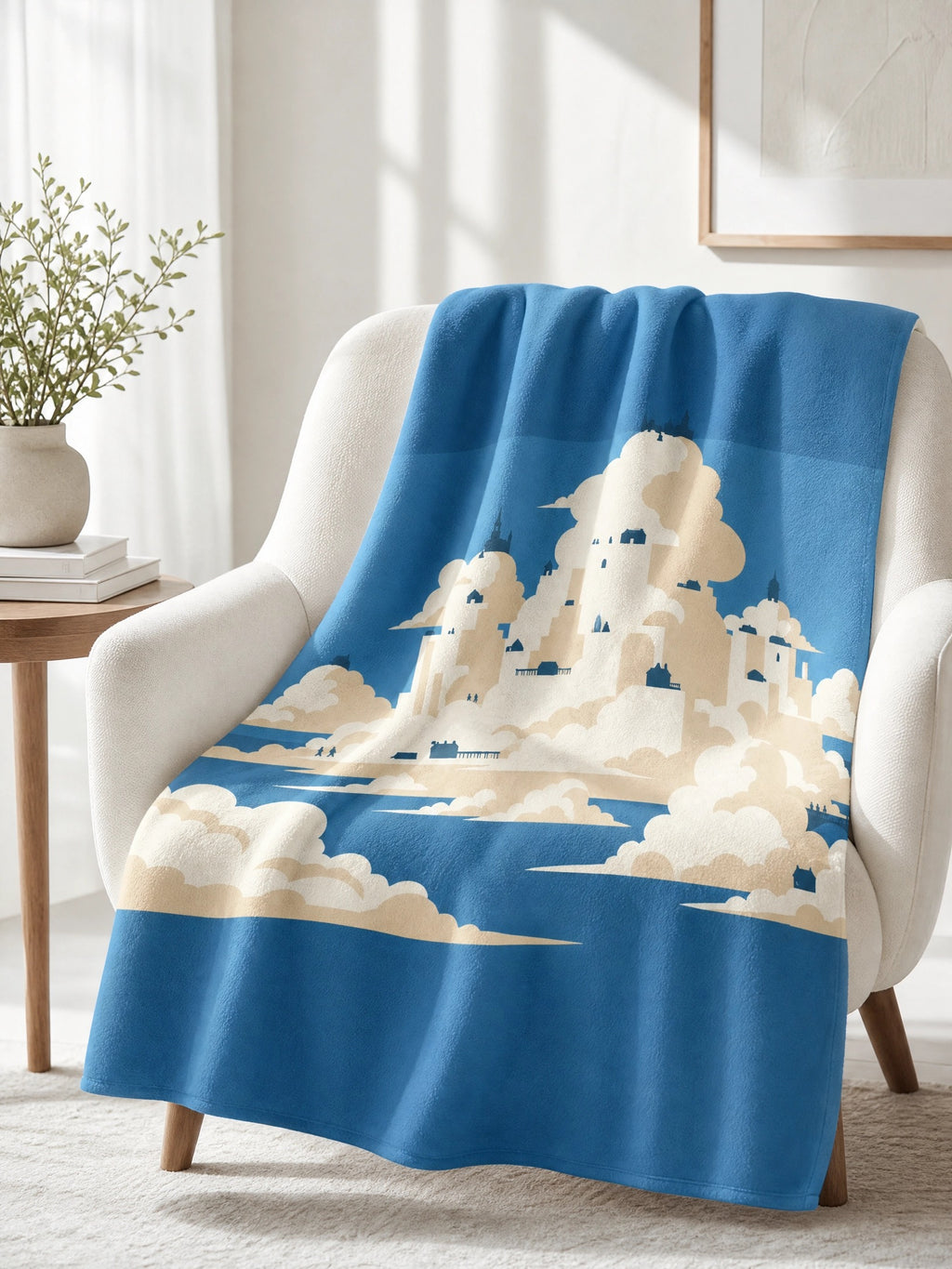 Die Wolkenstadt | Sherpa-Wurfdecke · Blau