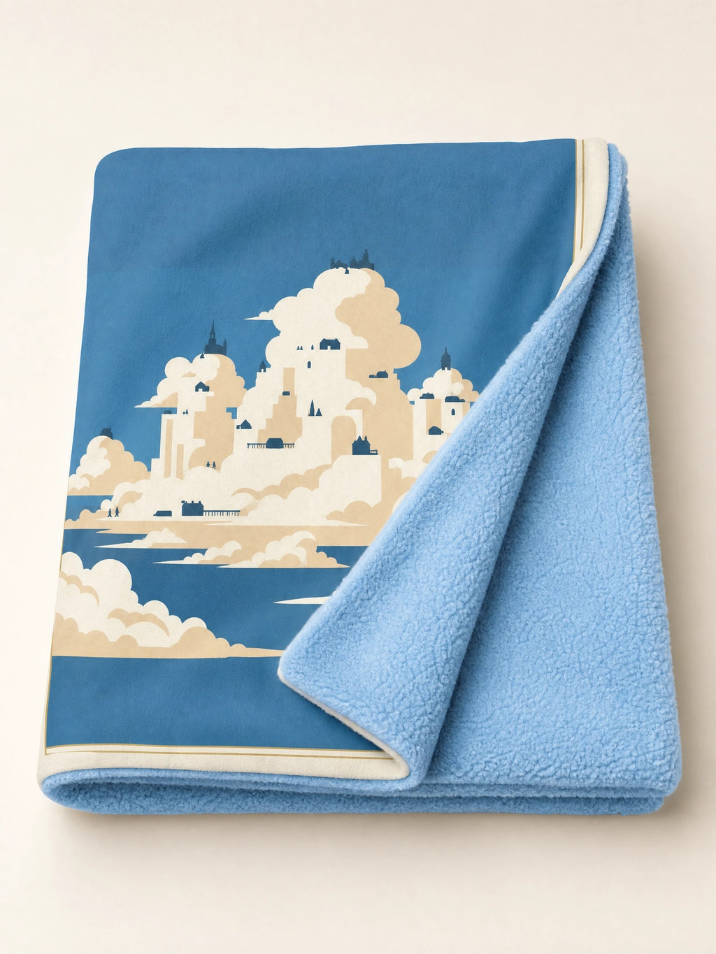 Die Wolkenstadt | Sherpa-Wurfdecke · Blau
